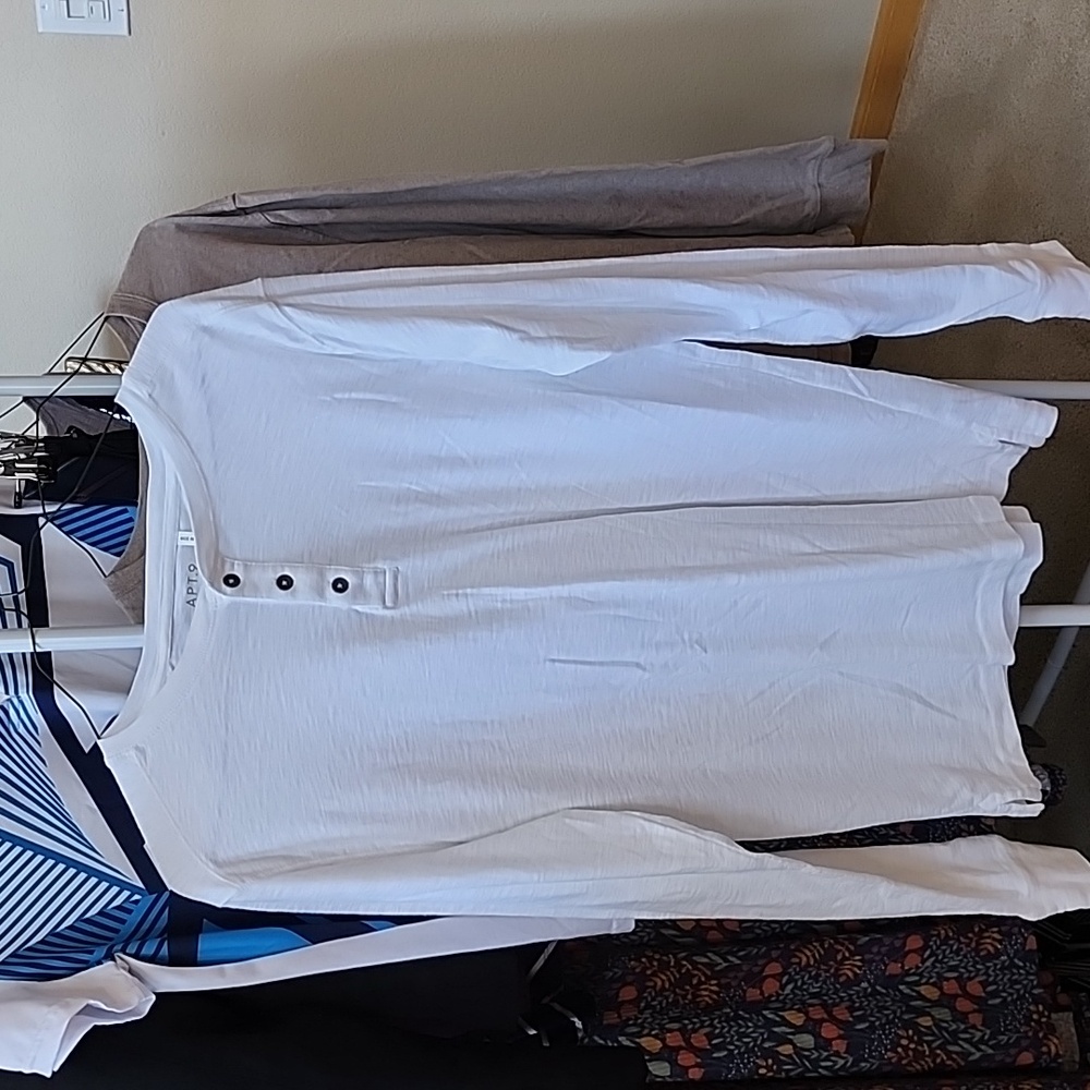 Long sleeved comfort Henley- soft white